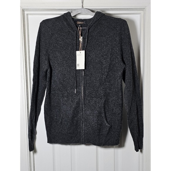 Quince Women's Mongolian Cashmere Full-Zip Hoodie Size Small Charcoal Gray NWT